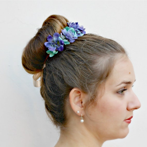 Oceana Aquatic Floral Bun Belt Flower Crown For A Hair Bun Etsy
