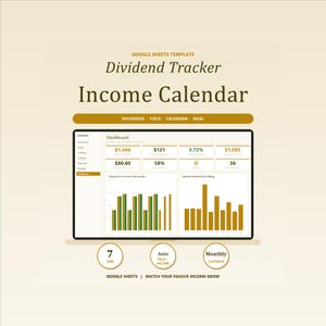 Dividend Tracker Google Sheets, Dividend Income Calendar and Yield Spreadsheet, Passive Income Tracker for Dividend Investors