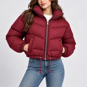 Doudoune courte, Veste d'hiver matelassée pour femme, Doudoune style années 2000, Veste bulle oversize, Veste courte streetwear, Manteau chaud