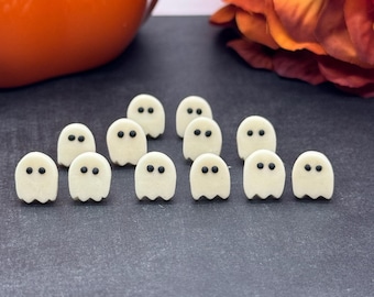Glow in the Dark Ghost Earrings: Handmade Polymer Clay Halloween Studs