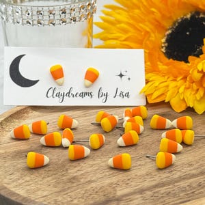 Handmade Candy Corn Stud Earrings: Polymer Clay Halloween Jewelry
