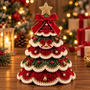 Christmas Tree Crochet Pattern PDF, Ruffled Holiday Decor Tutorial, Beginner Festive Ornament Guide