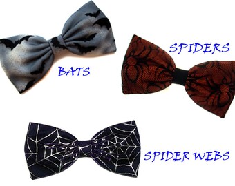 Dark Skies Halloween Bats Hair Bow- Spiders and Spider Webs Hair Bow- Costume-