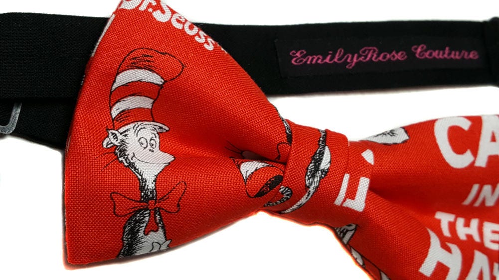 Dr Seuss Bow Tie Cat in the Hat Birthday BowTie Cat in the Etsy