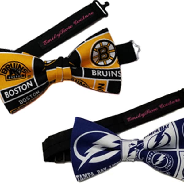 Tampa Lightning Bow Tie- Boston Bruins Bow Tie- Hockey Bow Tie- Hockey Fan Bow Tie- Adjustable Strap- Gift for Baseball Fan- Ship Fast