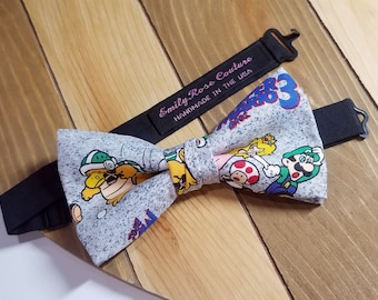 Super Mario 3 Bow Tie- Nintendo Game Bow Tie- Pre-Tied- Self Tied look- Adjustable- Handmade Bow tie- FAST SHIPPING