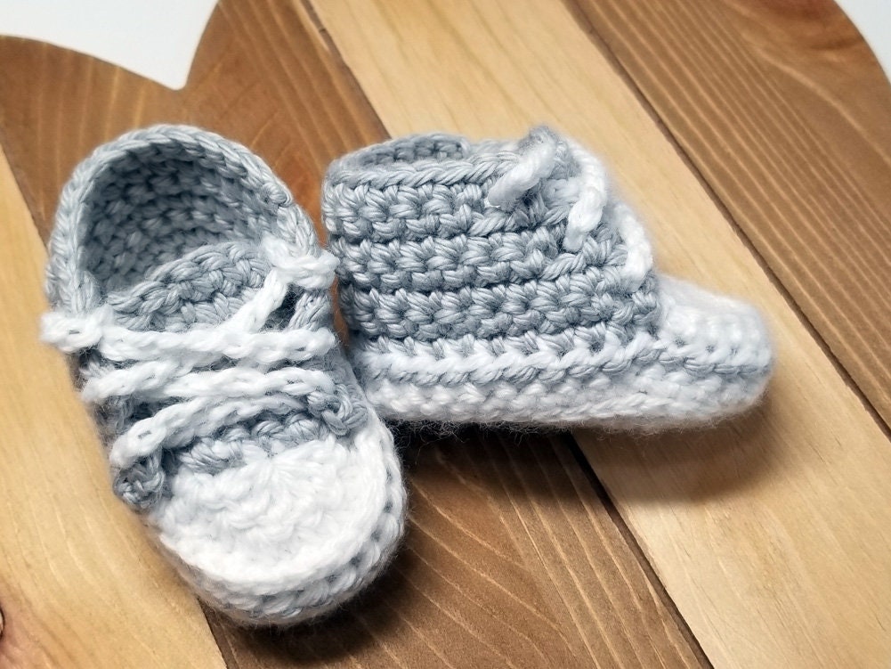 Baby Sneakers- Gray Booties- Crochet 