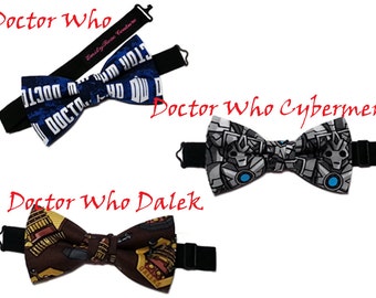 Doctor Who Bow Tie- Daleks Bow Tie- Cybermen Bow Tie-Classic Science-Fiction Bow Tie- Adjustable Neck Strap,Pre Tied-- Father and Son