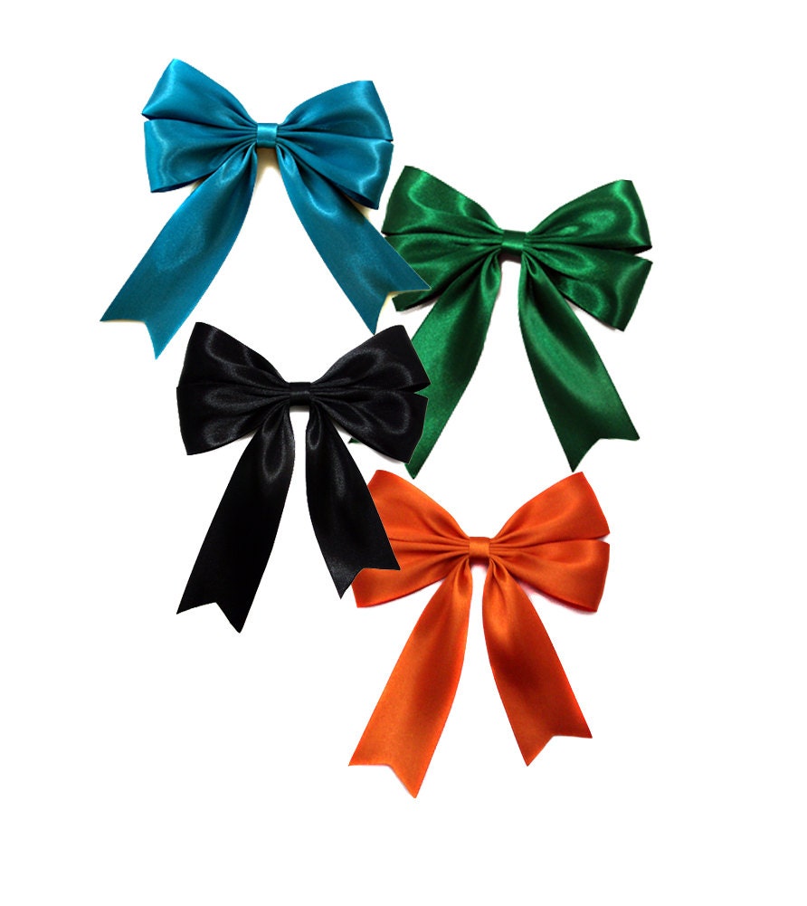 Satin Ribbon Cheer Hair Bows, Cheerleader Hair Bow, Hair Bow with Tails ...