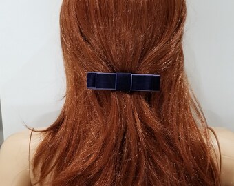 Velvet Double Ribbon Hair Bows- Velvet Hair Bow- New Trend Design- Barrette Clip- Made in the USA- Will Ship in 1 to 2 Business Day