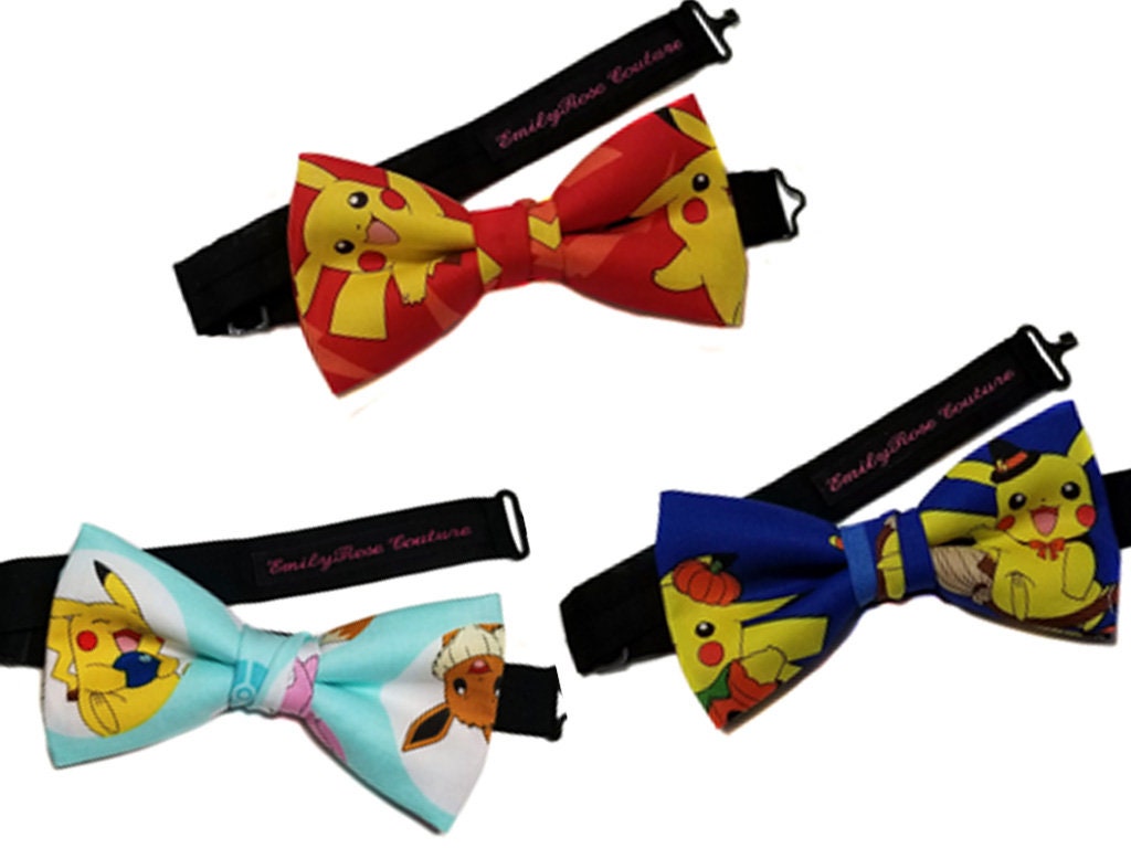 Pickachu Halloween Bow Tie Pokemon Bow Tie Pre Tied Bow Tie