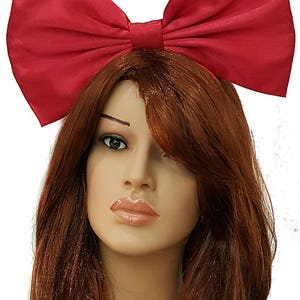 Géant Extra Large Satin Alice et Wonderland Inspiré Hair Bows Kiki Delivery Services Hot Pink Rouge Noir ou Rose Cosplay Rouge