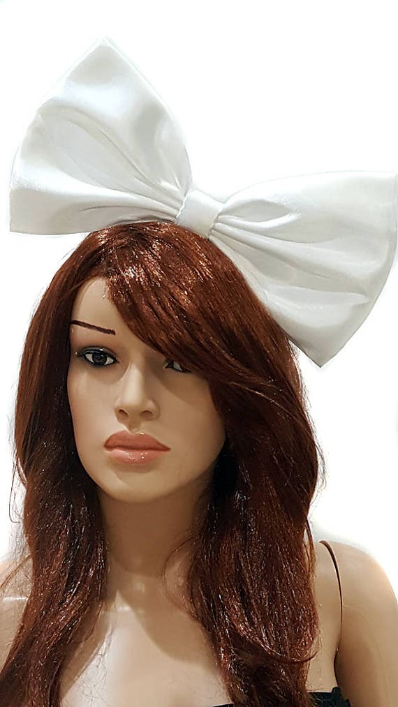 Giant Extra Large Hair Bows Sia Inspired in White and Black Satin Kiki Delivery Services Hot Pink Cosplay Halloween Costume Etsy UK
