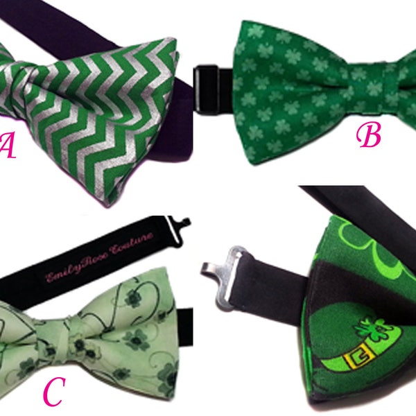 St Patrick's Day Bow Tie- Shamrock Clovers Bow Tie- Irish Vines Bow Tie- Bowtie- Newborn to Adult- Father and Son