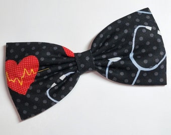 Doctor- Heart Rate Hair Bows- Medical Hair Bow- Alligator Clip- Barrette or Headband SHIP FAST