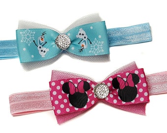Mini-Band mit Strass Haarschleife- Disney inspirierte Haarschleife- Für Babys, Für Mädchen, Für Erwachsene- Hergestellt in den USA-Stirnband oder Krokodilklemme