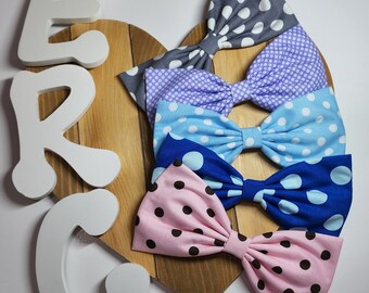 Large Polka Dot &quot;Minnie Mouse&quot; Inspired Hair Bow- Rockabilly, Pin Up, Retro- Black- Pink- Gray- SHIP FAST