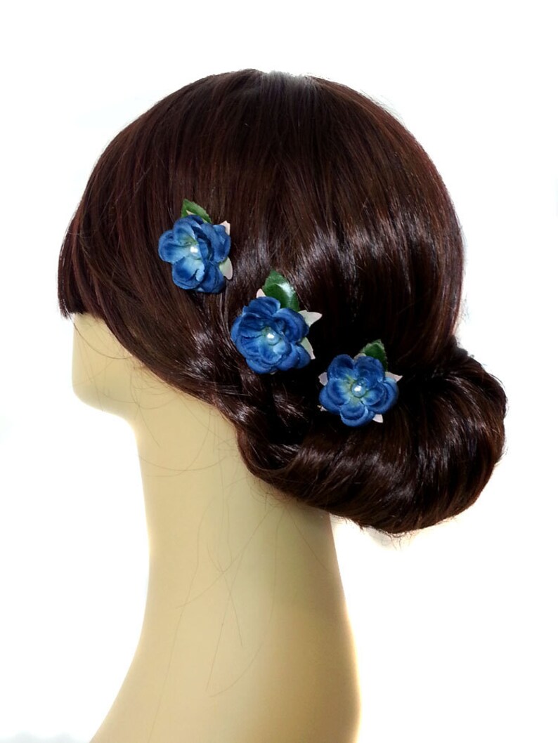 Wedding Hair Flower Clips Wedding Hair Clips Something Blue Etsy