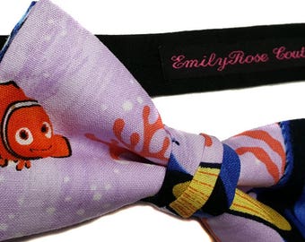 Disney geïnspireerd strikje - Finding Nemo vooraf gebonden strikje - zelfgebonden look - verstelbare nekband - handgemaakte strikjes - SNELLE VERZENDING