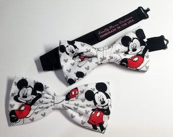 Disney Inspired Mickey Mouse Bow Tie- Mickey Mouse Pre Tied Bow Tie- Self Tied look- Adjustable- Handmade Bow tie- FAST SHIPPING