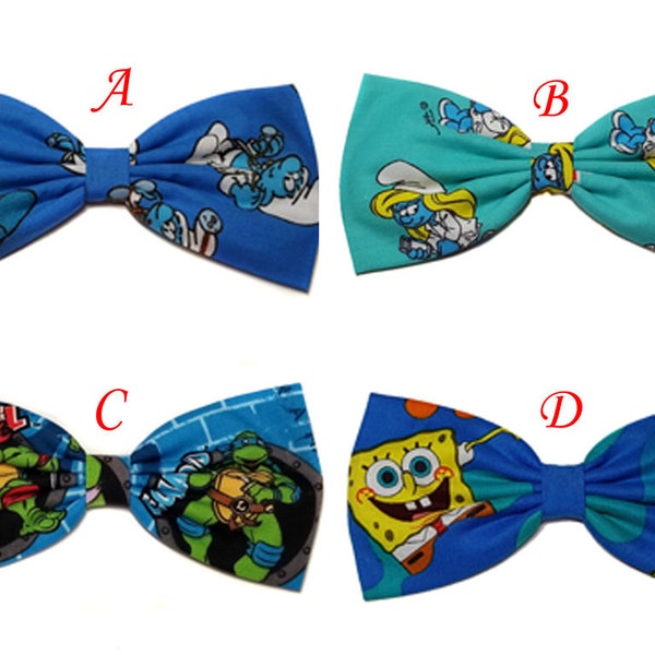 TMNT Ninja Turtles Hair Bow- Smurf and Smurfette Hair Bows- SpongeBob Hair Clip- Barrette- Headband for Girls- Woman- SHIP FAST