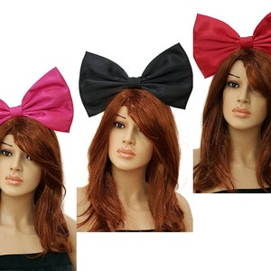 Géant Extra Large Satin Alice et Wonderland Inspiré Hair Bows Kiki Delivery Services Hot Pink Rouge Noir ou Rose Cosplay image 1