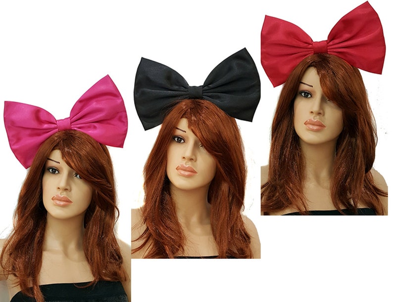 Giant Extra Large Satin Alice and Wonderland Inspired Hair Bows Kiki Delivery Services Hot Pink Red Black or Pink Cosplay image 1