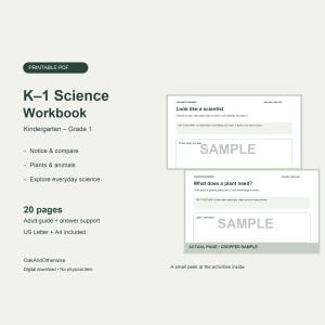 K-1 Science Workbook | Plants, Weather & Experiments | Little Steps Printable PDF