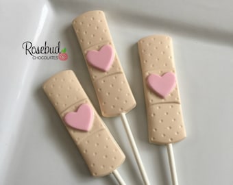 12 BAND-AID Lollipops Heart Birthday Party Candy Favors Nurse Doctor Get Well