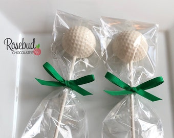 12 GOLF BALL Chocolate Lollipops Candy Sports Birthday Party Favors