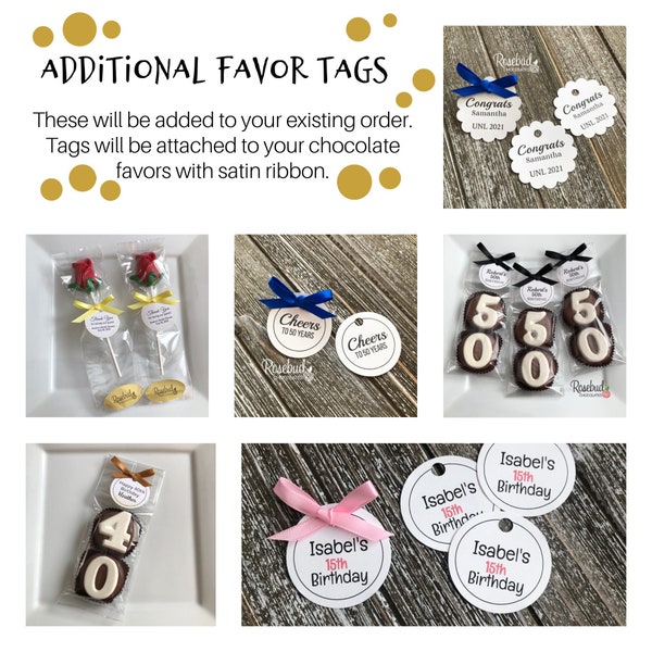 Additional FAVOR TAGS Customized Personalized Add On Scallop Round Shaped TAG