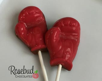 12 BOXING GLOVES Chocolate Lollipops Birthday Party Favors Fight Night Theme Decorations Boxer Fighter Dessert Table Kids Sports Party Ideas
