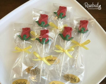 Rose Chocolate Lollipops: Party Favors, Wedding, Birthday (12 Count)