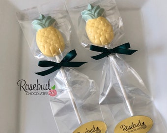 12 PINEAPPLE Chocolate Lollipop Candy Favors Luau Wedding Birthday Tropical Fruit Pineapples