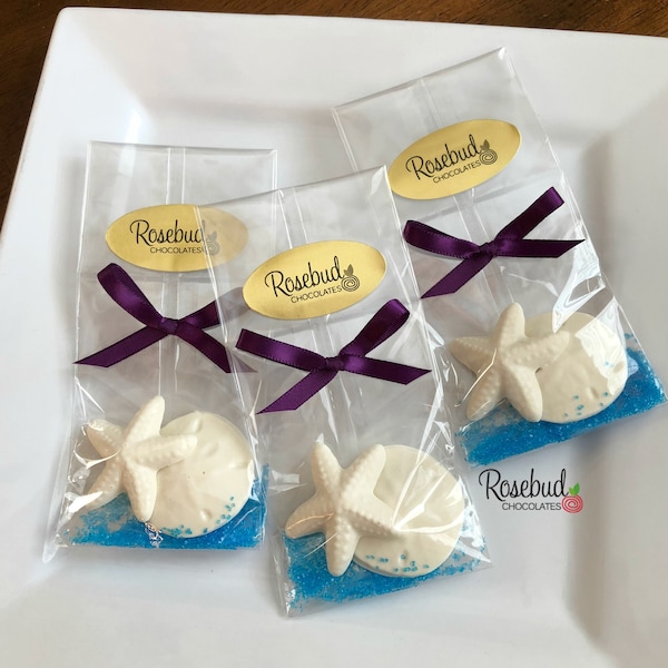 12 STARFISH & SAND DOLLAR Chocolate Candy Party Favors Nautical Beach Wedding Birthday Anniversary