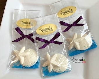 12 STARFISH & SAND DOLLAR Chocolate Candy Party Favors Nautical Beach Wedding Birthday Anniversary