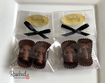 12 SKULLS Chocolate Party Favors Halloween Candy Wedding Birthday