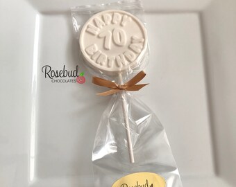 12 Happy 70 BIRTHDAY Chocolate Candy Lollipops Party Favors 70th