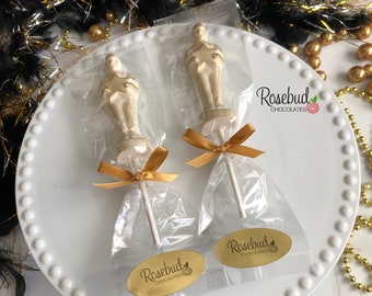 12 STATUE Chocolate Gold Dusted Lollipops Movie Awards Birthday Party Favors