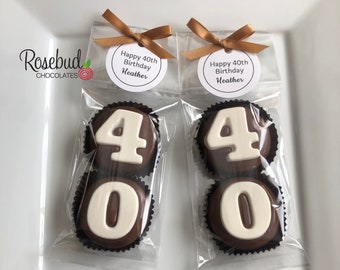 8 Sets #40 Chocolate Covered Oreo Cookies Happy Birthday Personalized Round Tag Party Favors