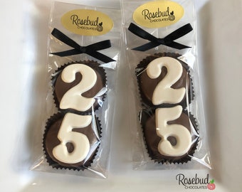 8 SETS of #25 Chocolate Covered Oreo Cookie Candy Party Favors 25th Birthday Anniversary