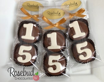 8 Sets #15 Chocolate Covered Oreo Cookie Candy Party Favors Number Fifteen Birthday Anniversary