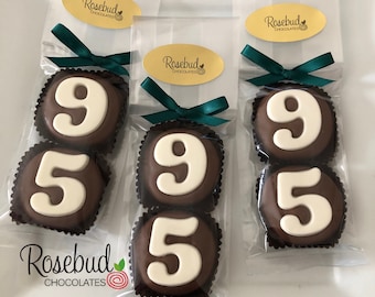 8 Sets of #95 Chocolate Covered Oreo Cookie Candy Party Favors Number 95th Birthday