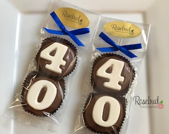 8 Sets #40 Chocolate Covered Oreo Cookie Candy Party Favors Number FORTY 40th Birthday Anniversary 40's