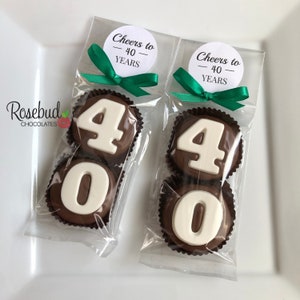 8 SETS Cheers TO 40 Years LABEL #40 Chocolate Covered Oreo Cookies 40th Birthday Party Favors Numbers Round Sticker