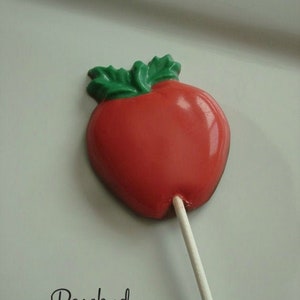 12 APPLE Chocolate Lollipops Candy Snow White Birthday Party Favors Teacher Gifts Treats Red Fruit image 2