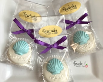 Seashell Chocolate Covered Oreo Favors: Beach Wedding, Mermaid Party (12 Count )