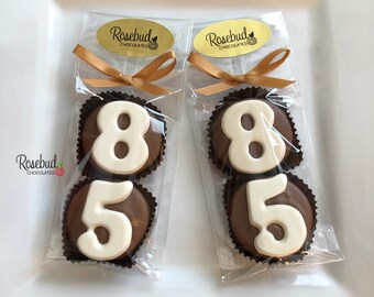 8 Sets #85 Chocolate Covered Oreo Cookie Candy Party Favors Numbers 85th Birthday Decorations