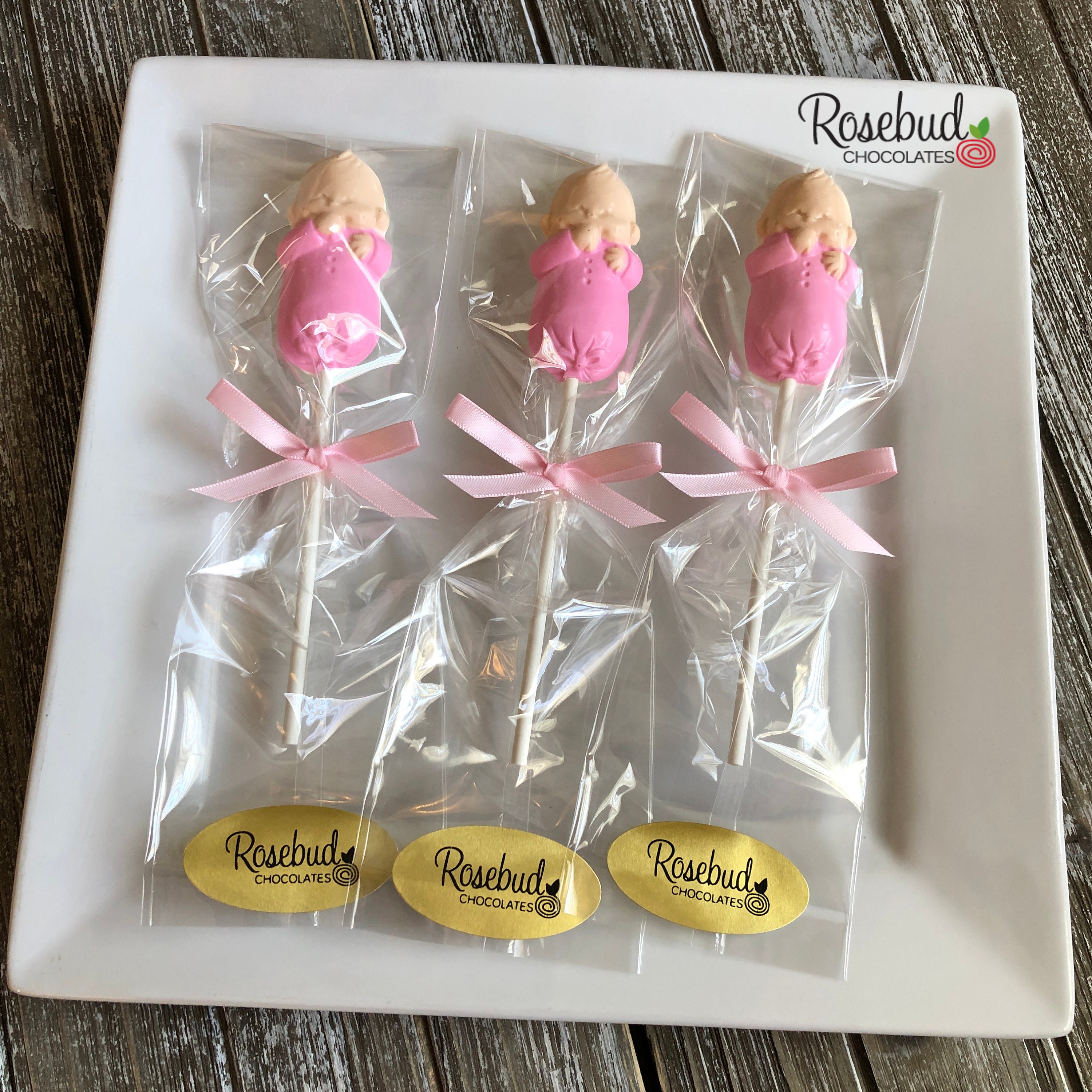 12 BABY INFANT Chocolate Lollipops Candy Boy Girl Baby Shower Party Fa –  Rosebud Chocolates