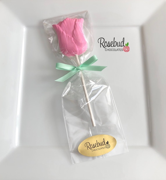 12 TULIP Chocolate Lollipop Candy Party Favors Gift Basket Ideas Birthday Wedding Graduation Flowers